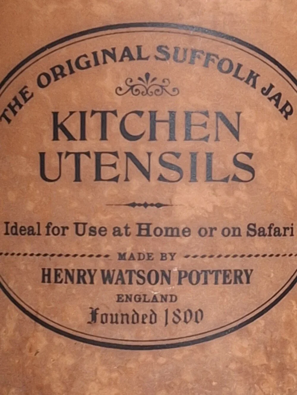 Henry Watson Pottery Vintage Fall Kitchen Utensil Holder Chippy Terracotta Crock